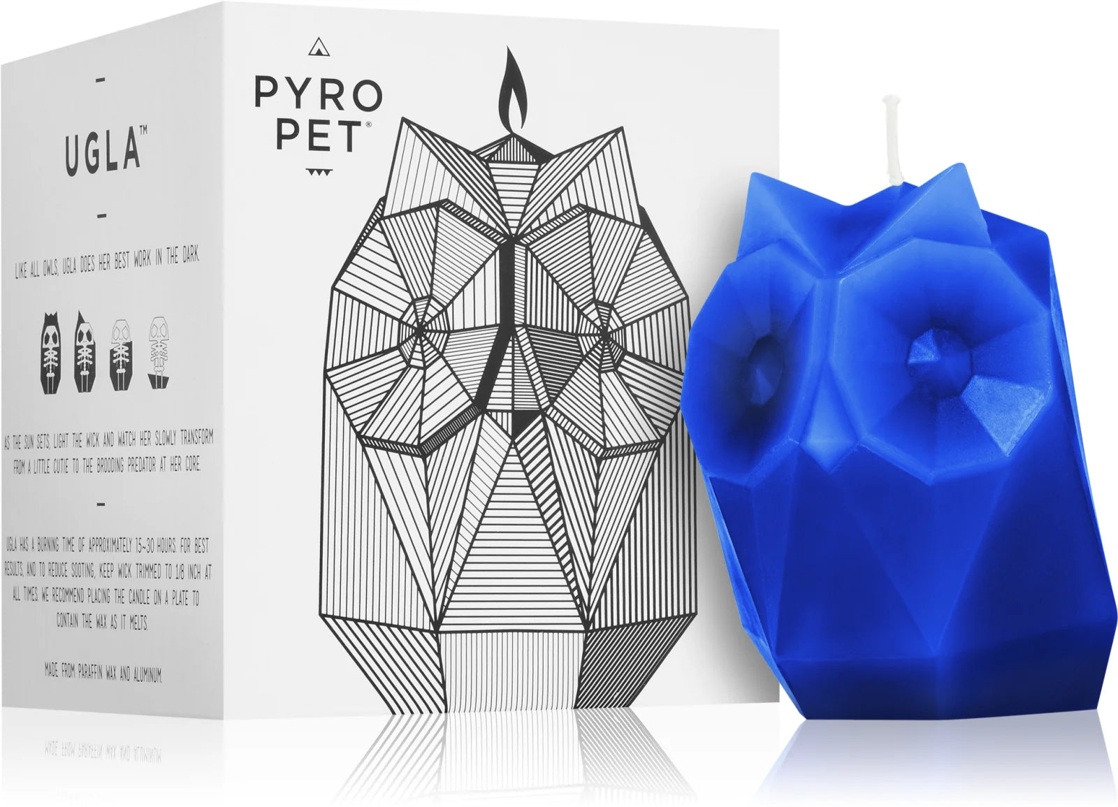 54 Celsius PyroPet UGLA (Owl) decorative candle I. Electric Blue 11 cm