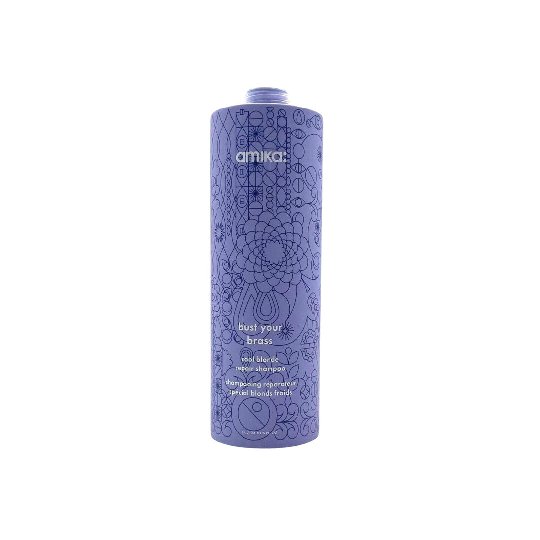 amika Bust Your Brass Cool Blonde lilla toningssjampo for blondt og grått hår 1000 ml 