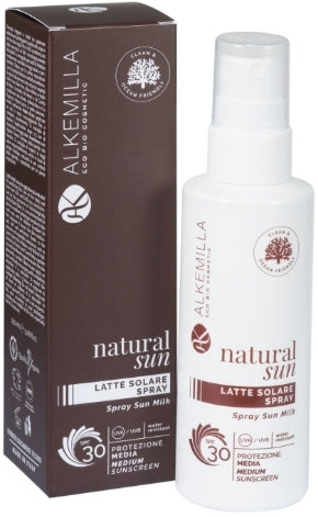 Spray solare per il corpo con SPF 30 Alkemilla Eco Bio Cosmetic Latte Solare Spray Protezione Media SPF 30 150 ml