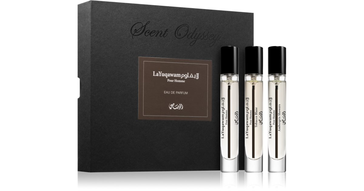 Rasasi Scent Odyssey La Yuqawam Geschenkpackung für Männer 3x7,5 ml