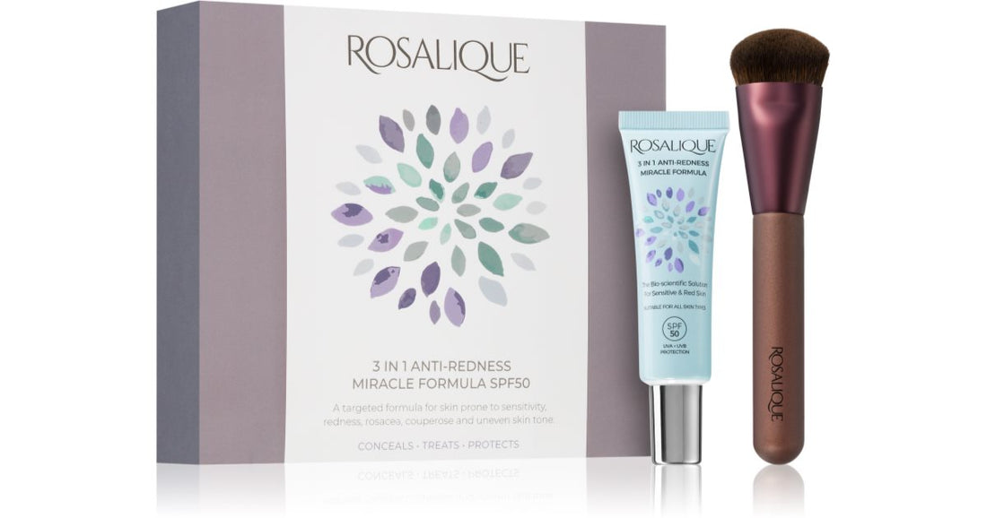 Rosalique Miracle confezione regalo pennello per cipria 1 ml + crema idratante viso SPF 50 30 ml