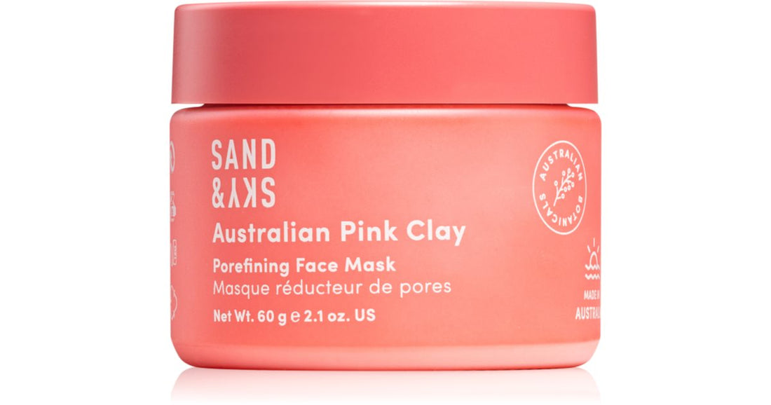 Sand &amp; Sky Australische roze klei maschera ontgiftend voor vergrote poriën 60 g