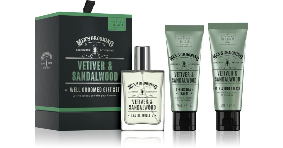 Scottish Fine Soaps Well Groomed Gift Set Vetiver &amp; Sandalwood Gift Set for Men