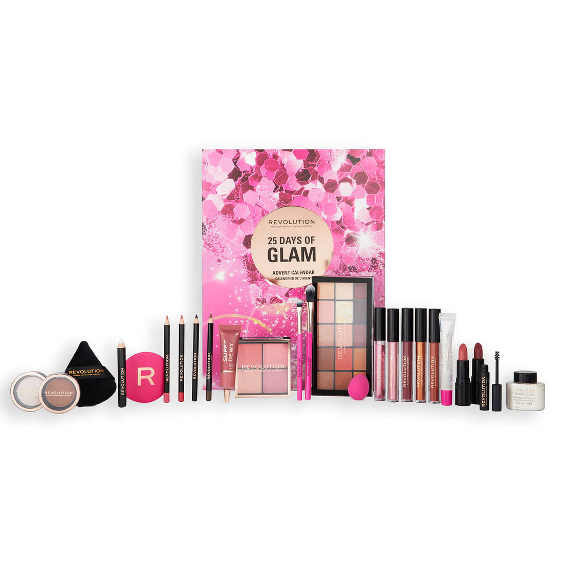 Adventskalender sæt Makeup Revolution 25 dage med glam makeup