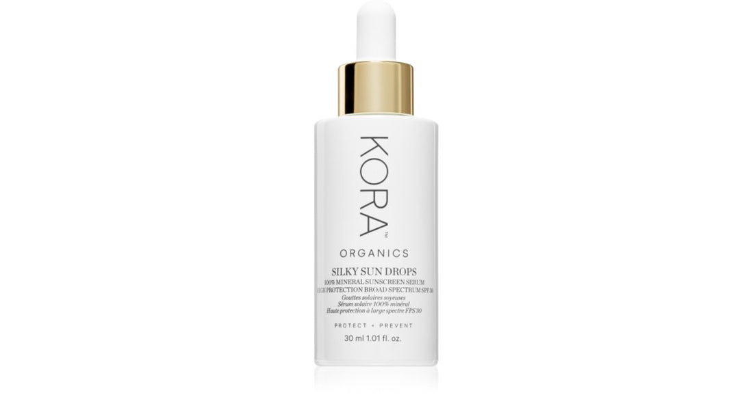 KORA Organics Silky Sun Drops emulsione abbronzante per il viso SPF 30 30 ml