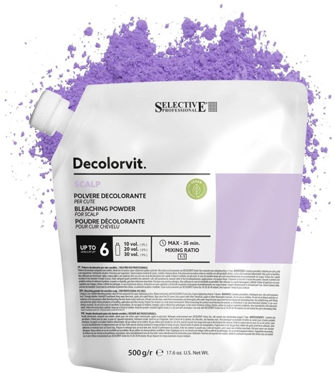 Polvere decolorante per capelli, 6 toni Selective Professional Decolorvità Scalp Bleaching Powder 500 g