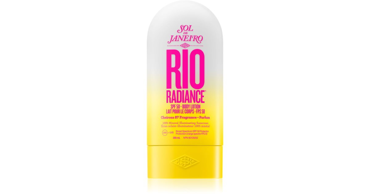 Sol de Janeiro Rio Radiance upplysande och återfuktande hudskyddsmjölk SPF 50 200 ml