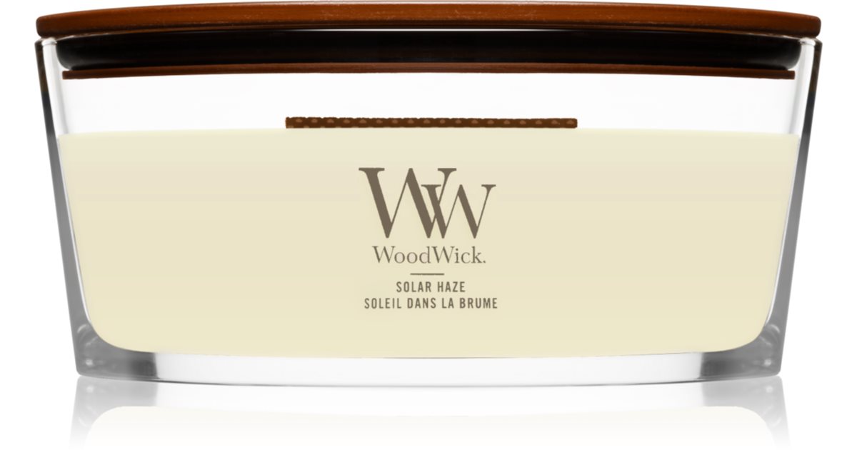 Woodwick Solar Haze duftlys med trævæge (Hearthwick) 453g
