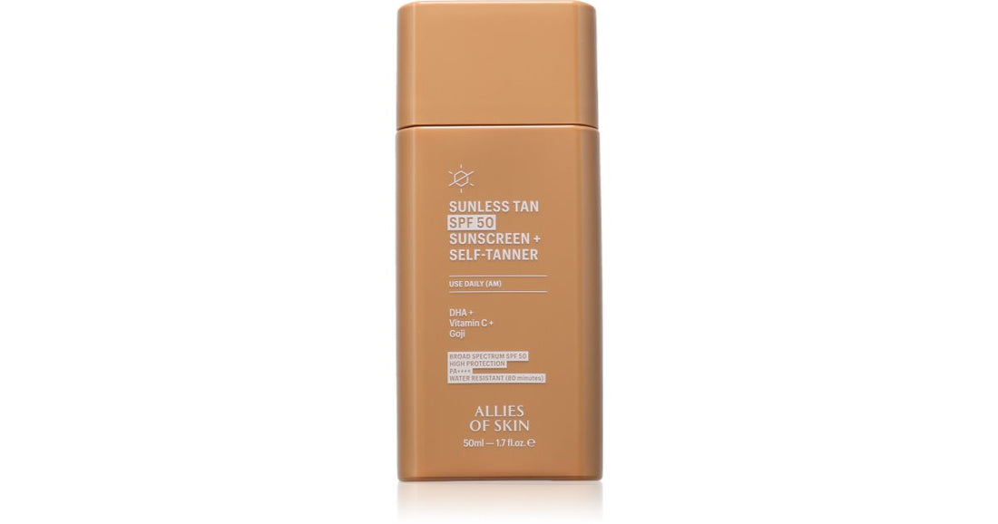 Allies of Skin Sunless Tan SPF 50 Solskydd + Brun-utan-sol kräm med självbrunande effekt SPF 50 50 ml 