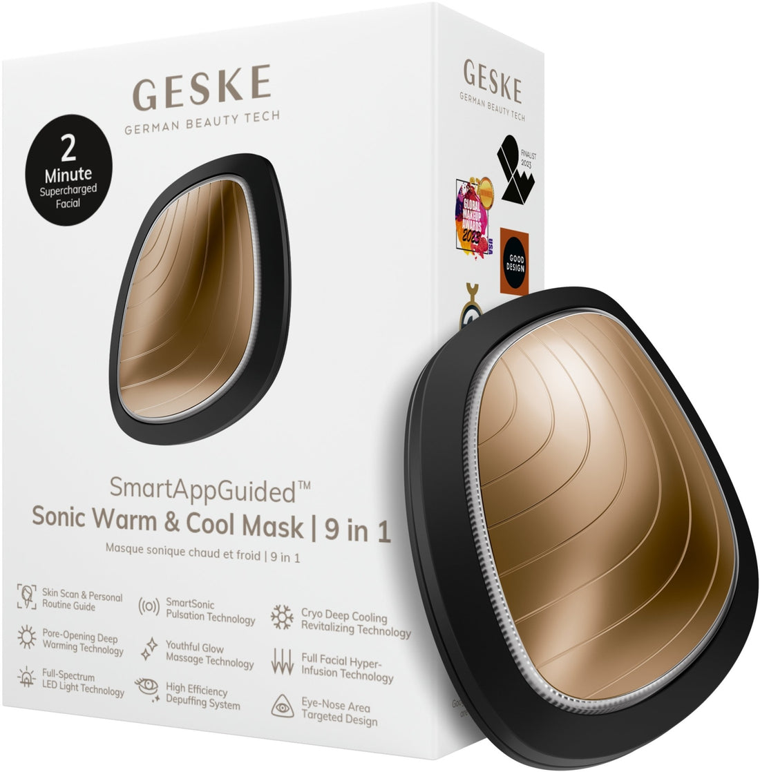 Geske جهاز تطبيق قناع سونيك 9 في 1 (قناع سونيك دافئ وبارد) - اللون: رمادي