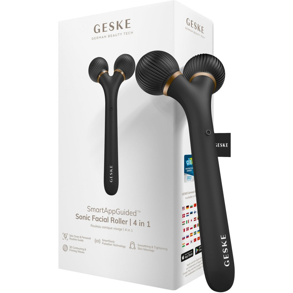Geske 4-in-1 sonic massager for face and eye contour Grey Roller — Facial massager 
