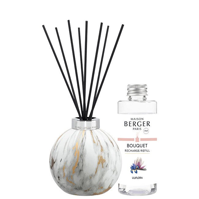 Maison berger paris مجموعة هدايا Marbrure White Aroma Diffuser + عبوة Liliflora 180 مل