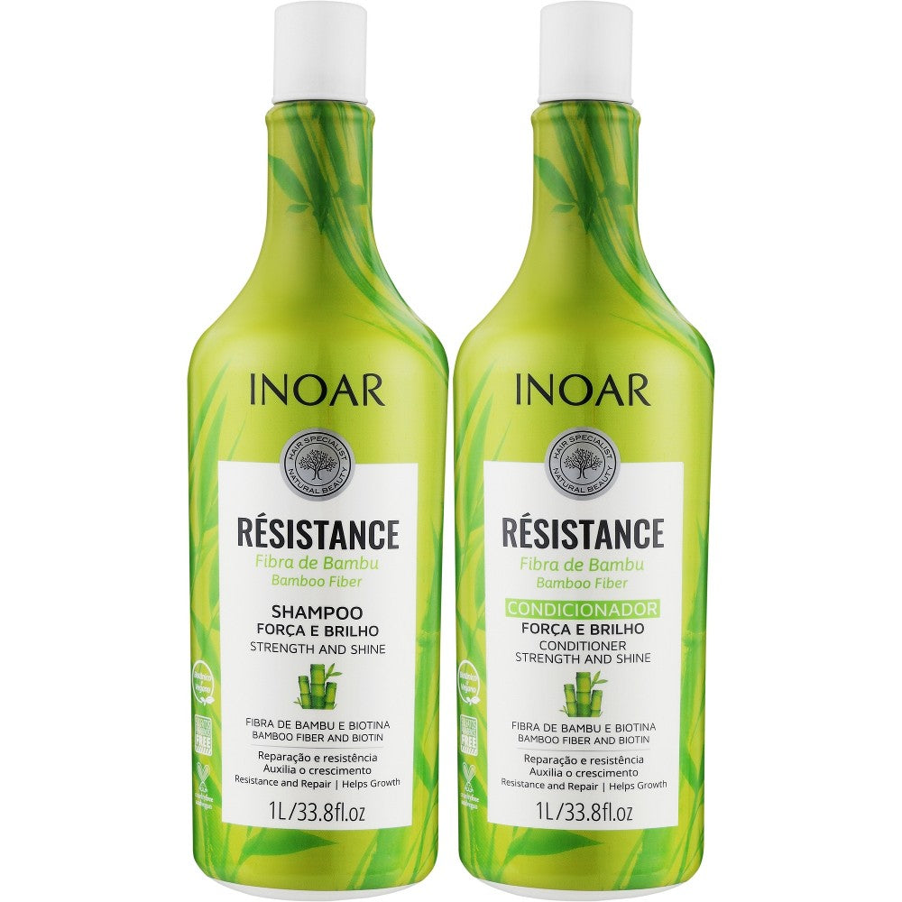 INOAR Set Resistance Bambu pentru păr fragil și obosit 2×1000 ml