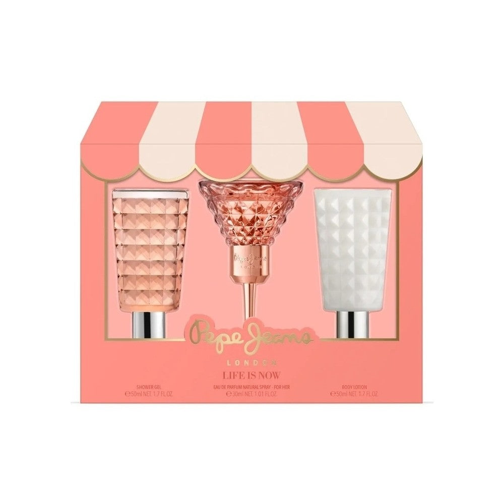 Pepe Jeans For Her Life Is Now Cofanetto (Eau de Parfum 30 ml + Bodylotion 50 ml + Dusjgel 50 ml) — Dame kroppduftsett