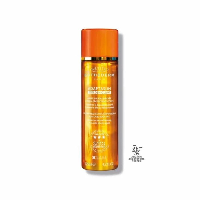 Institut Esthederm Adaptasun Golden Glow ulei strălucitor cu protecție UV ridicată 125 ml 