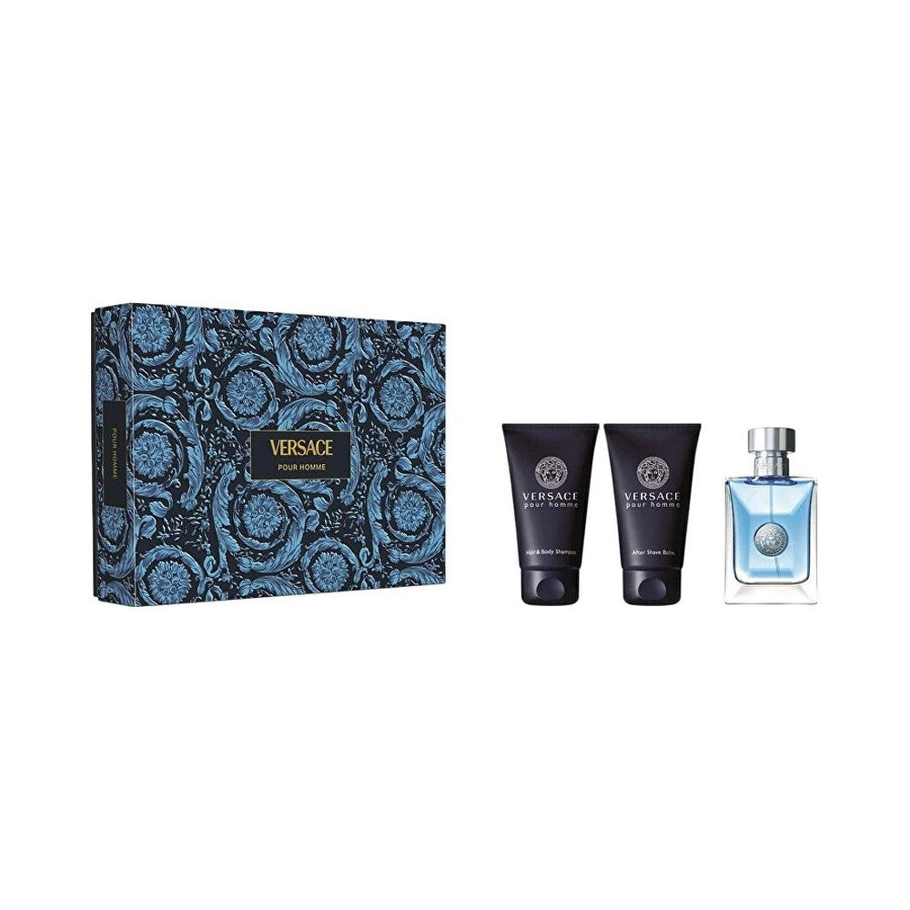 Versace Pour Homme Uomo Eau de Toilette 50 ml + Dopobarba + Shampoo — Cofanetto
