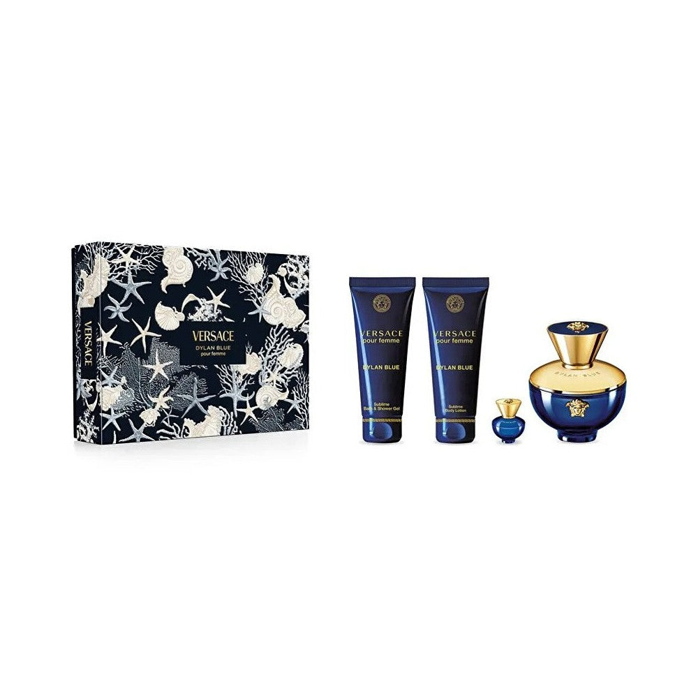 Versace Dylan Blue pour Femme Geschenkset eau de parfum 100 ml, bodylotion 100 ml, douchegel 100 ml en miniatuur eau de parfum 