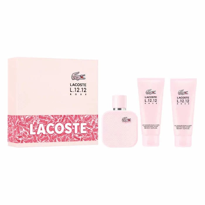 Lacoste L.12.12 Rose Eau de Parfum Spray 100ml Zestaw 3 sztuk 