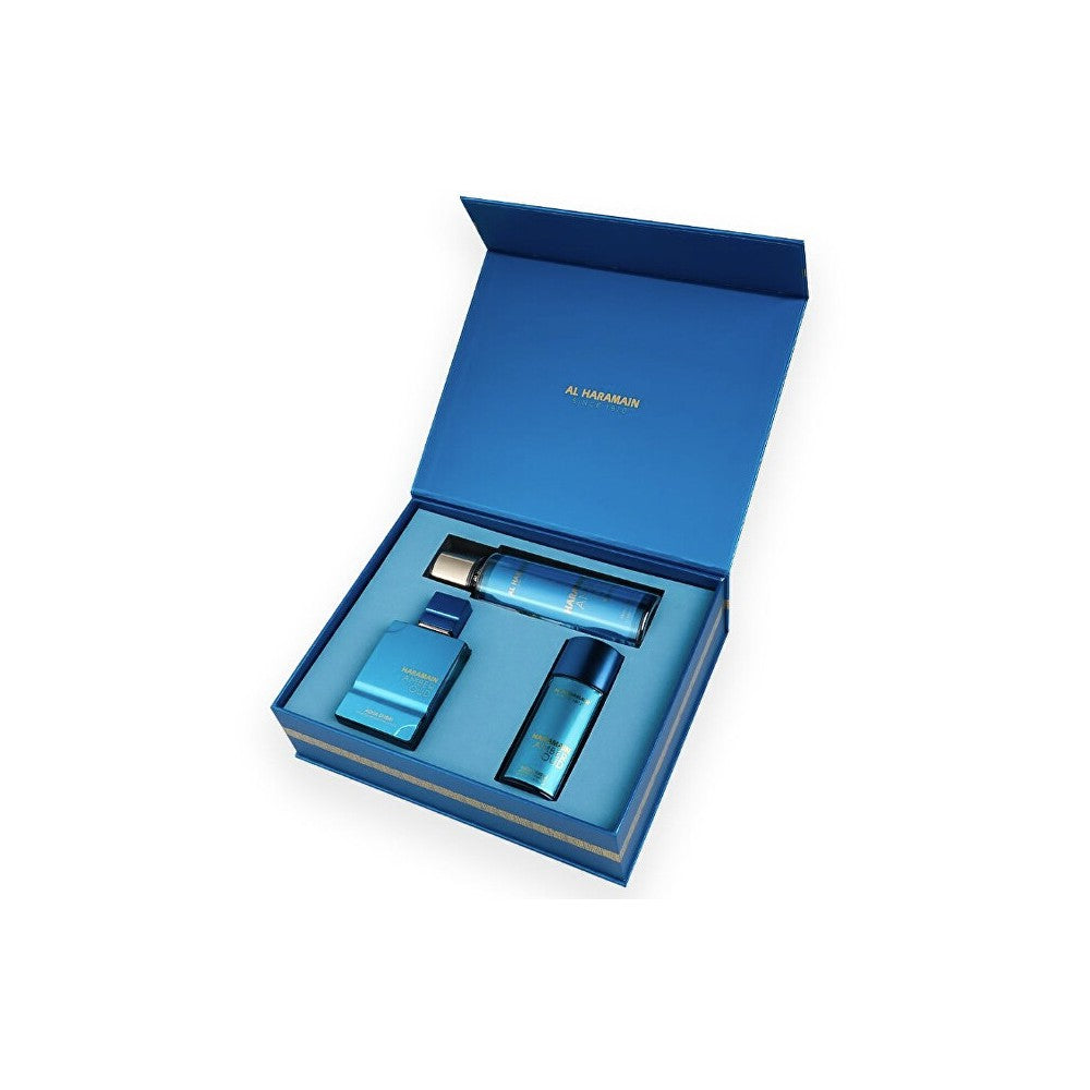 Al haramain Amber Oud Aqua Dubai - 향수 추출물 75 ml + 향수 추출물 30 ml + 향수 스프레이 250 ml 