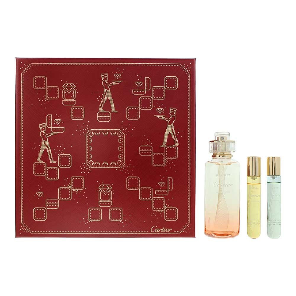 Cartier Sæt Cartier: Rivières de Cartier Insouciance Eau de Toilette 100 ml + Rivières de Cartier Luxuriance Eau de Toilette 10 ml + Allegresse Eau de Toilette 10 ml 