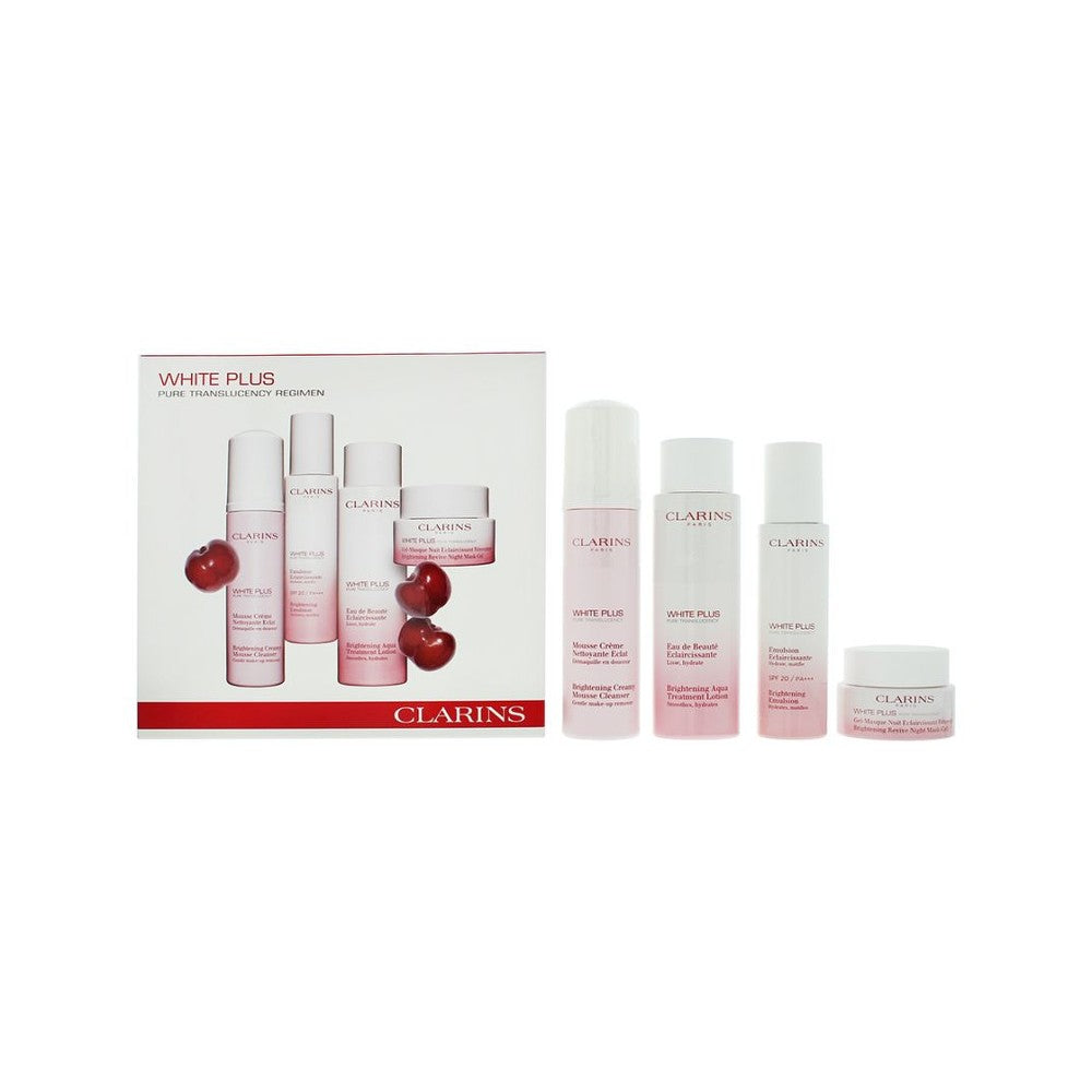 סט Clarins: White Plus Emulsione 75 ml + White Plus Schiuma Detergente 150 ml + White Plus Lozione Viso 200 ml + White Plus Maschera Viso 50 ml 