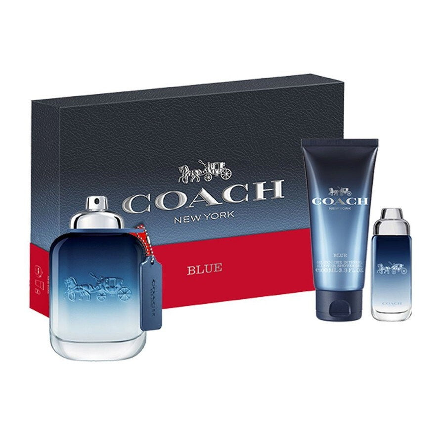 Coach Set Coach: Blue Eau De Toilette voor heren 100 ml + Blue Eau De Toilette voor heren 15 ml + Blue Shower Gel voor Baard en Haar 100 ml 