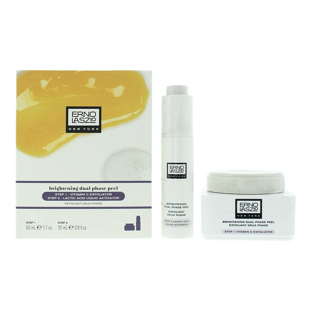 Erno laszlo Zestaw Erno Laszlo: Faza 1 Krem złuszczający z kwasem polimlekowym 25 ml + Faza 2 Serum do twarzy z kwasem mlekowym, które delikatnie wygładza matową skórę 25 ml 