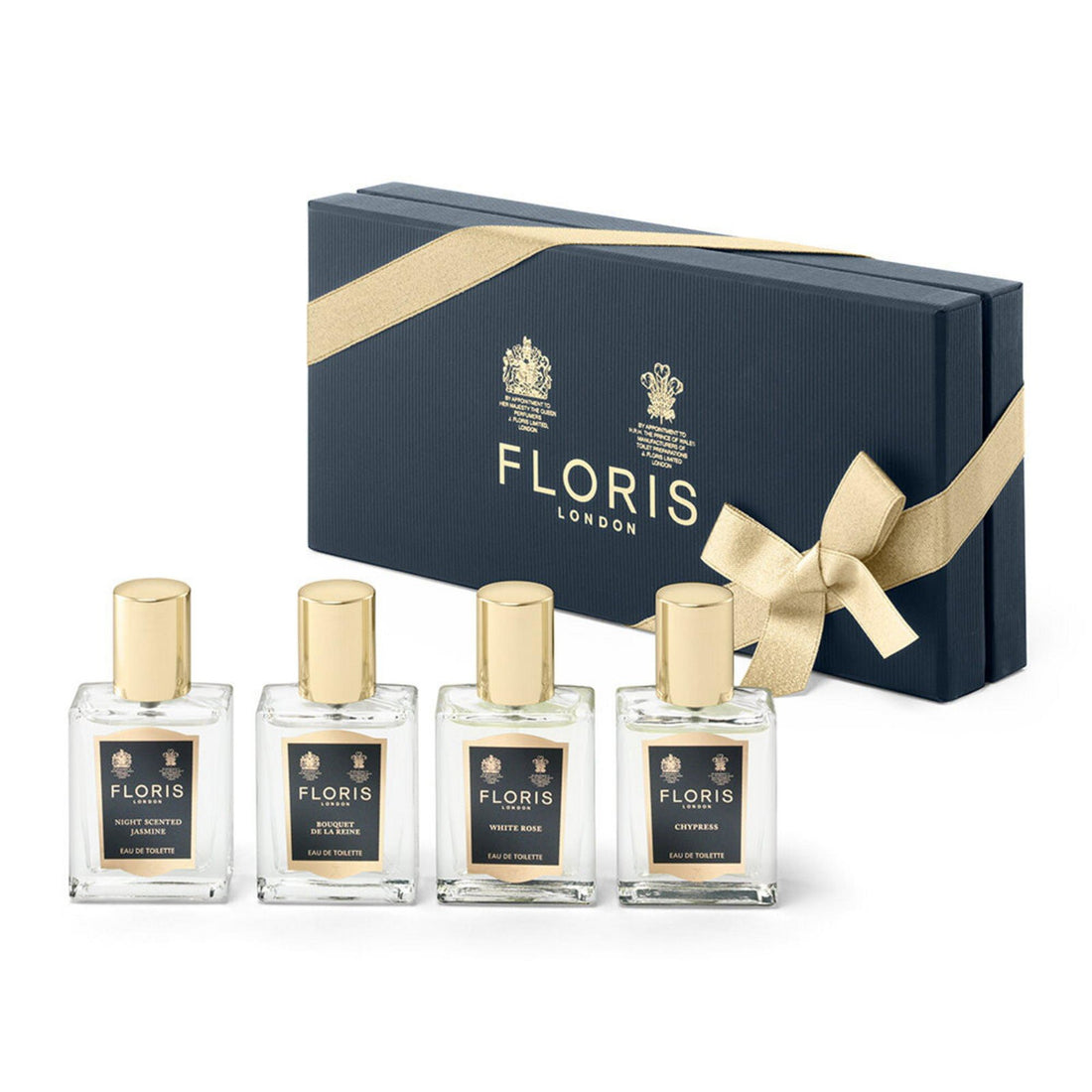 Set Floris of London: Night Scented Jasmine Eau de Toilette 15 ml + Bouquet de la Reine Eau de Toilette 15 ml + White Rose Eau de Toilette 15 ml + Chypress Eau de Toilette 15 ml 