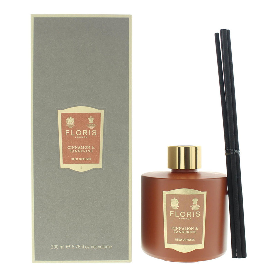 Floris of london Ruskean sävyinen aromidiffuusori tikkujen kera, kaneli ja mandariini, 200 ml 
