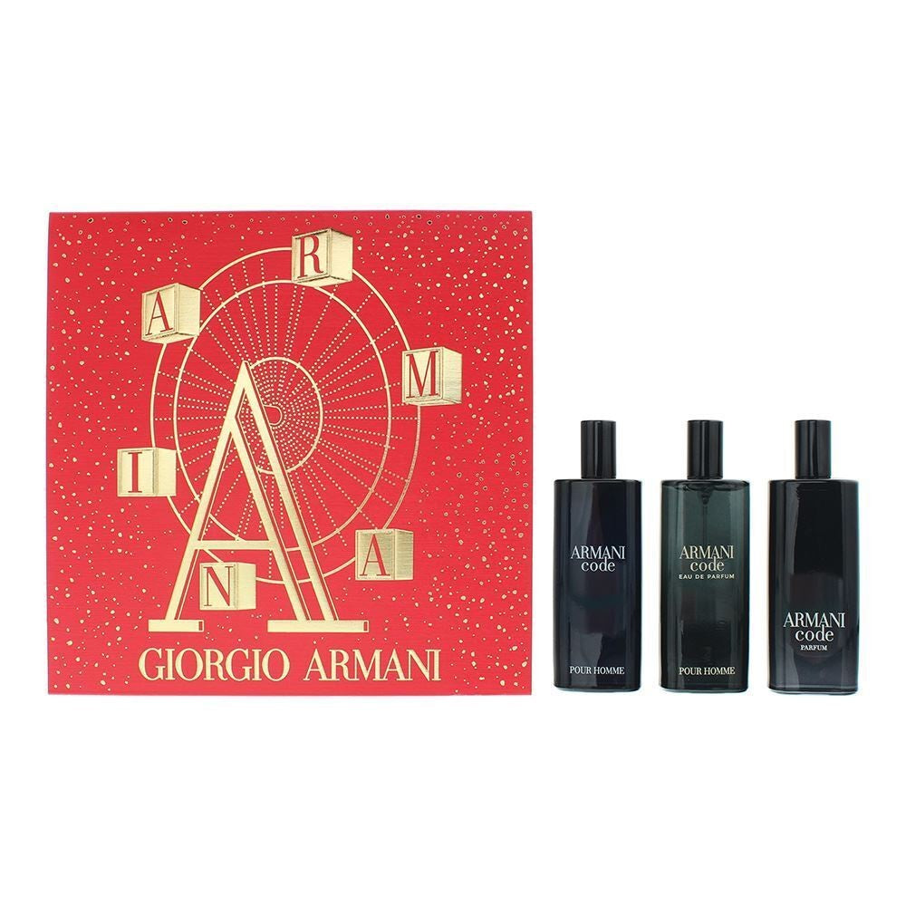 Giorgio armani Set Giorgio Armani: Code da uomo Navulbaar Parfum 15ml + Code da uomo Eau de Toilette 15ml + Code da uomo Eau de Parfum 15ml 