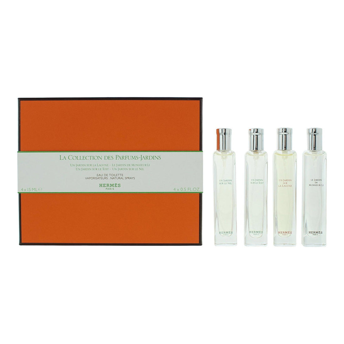 طقم Hermes: Un Jardin Sur Le Nil Eau de Toilette 15 ml + Un Jardin Sur Le Toit Eau de Toilette 15 ml + Un Jardin Sur La Lagune Eau de Toilette 15 ml + Le Jardin de Monsieur Li Eau de Toilette 15 ml 
