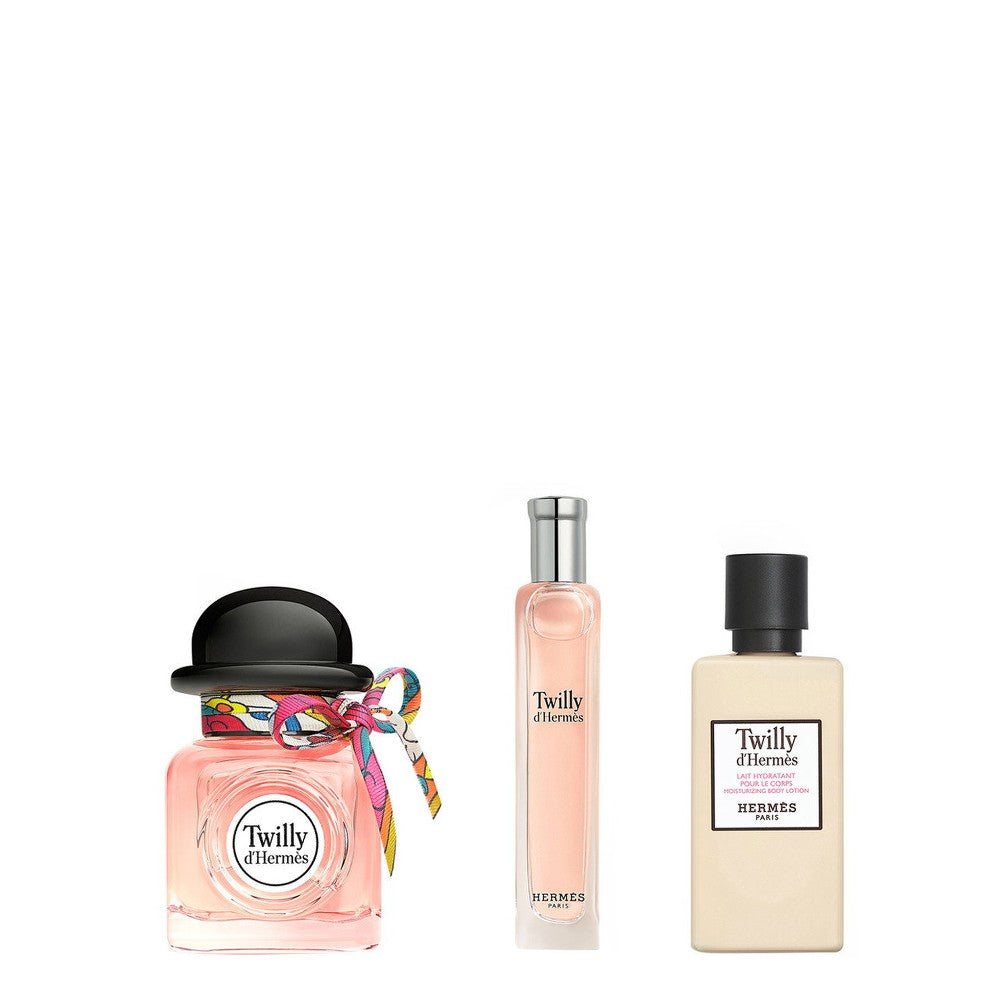 Hermes طقم هيرميس: عطر تويلي دي أو دو بارفان للنساء 50 مل + عطر تويلي دي أو دو بارفان للنساء 15 مل + لوشن تويلي للجسم 40 مل 
