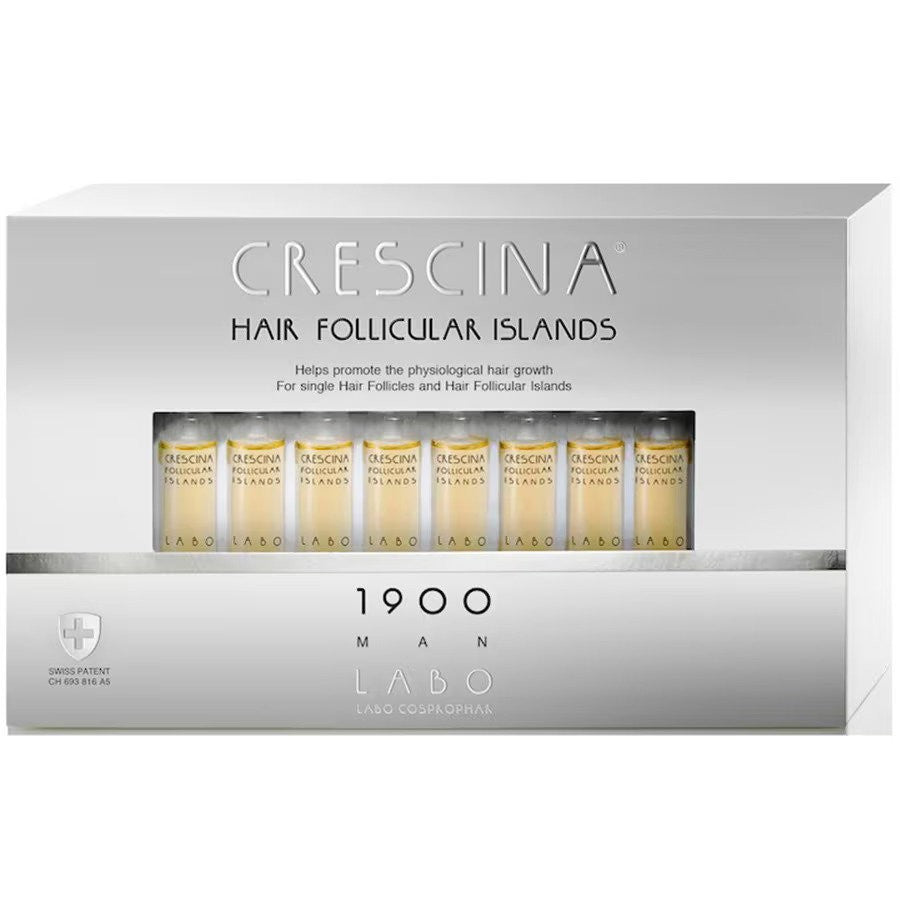 Labo مجموعة Crescina Follicular Islands 1900 أمبولات لتحفيز النمو سيروم علاج لفروة الرأس للرجال 20 قطعة 