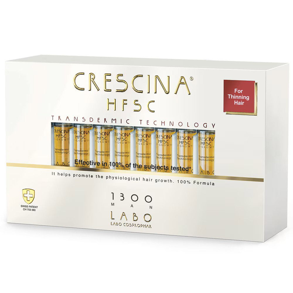 Labo Crescina Transdermic HFSC 1300 أمبولات لتحفيز النمو سيروم علاج لفروة الرأس للرجال 20 قطعة 3,5 مل 