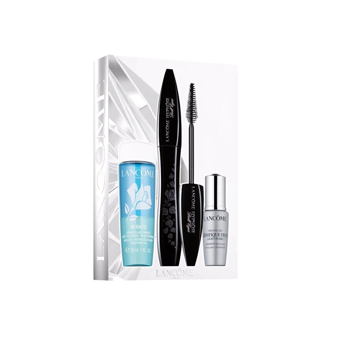 Lancome 세트 Lancome: Hypnose Doll Eyes Volumizing Mascara 01 So Black 6,5 ml + Advanced Genifique Yeux Eye Serum 5 ml + Bi-Facil Makeup Remover Lotion 30 ml 