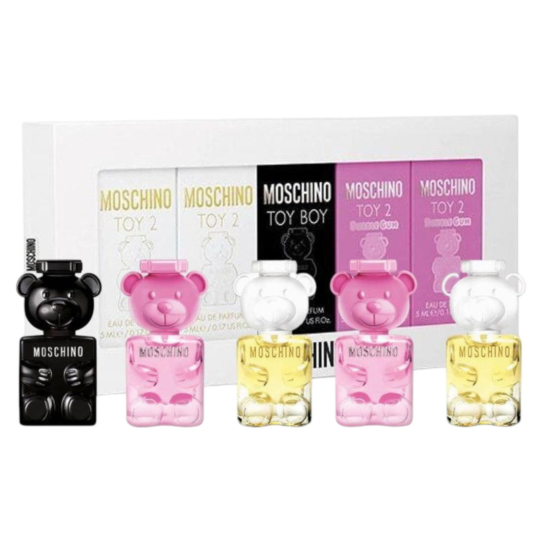 Moschino Moschino Set: Toy 2 Bubble Gum Eau de Parfum unisex 2 stuks 5 ml + Toy 2 Eau de Parfum unisex 2 stuks 5 ml + Toy Boy Eau de Parfum unisex 5 ml 