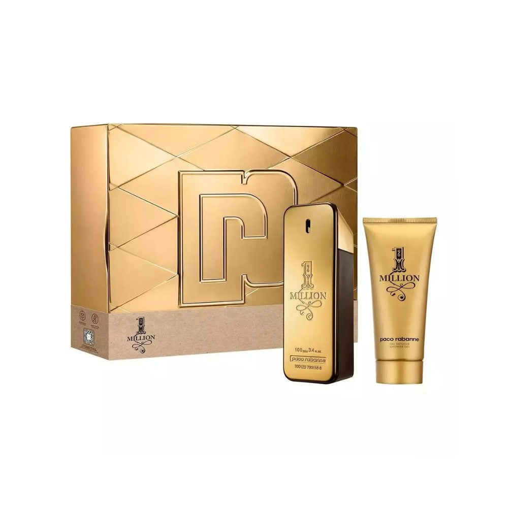 Paco rabanne طقم Paco Rabanne: 1 Million Eau De Toilette للرجال 100 مل + 1 Million جل استحمام لجميع أنواع البشرة 100 مل 