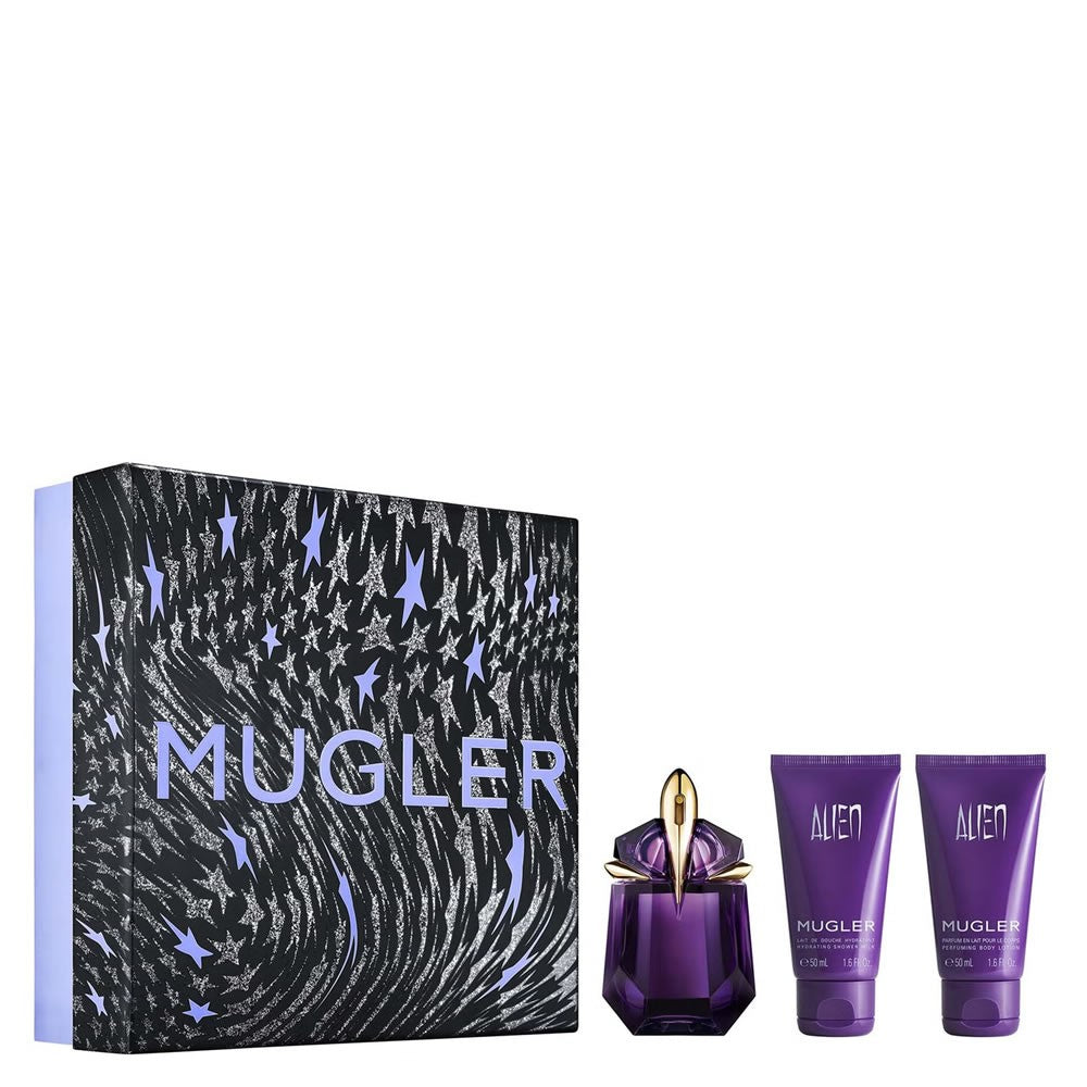 Thierry mugler Coffret Thierry Mugler: Alien Eau De Parfum para mulher 30 ml + Alien Shower Gel para todos os tipos de pele 50 ml + Alien Hydrating loção corporal 50 ml 