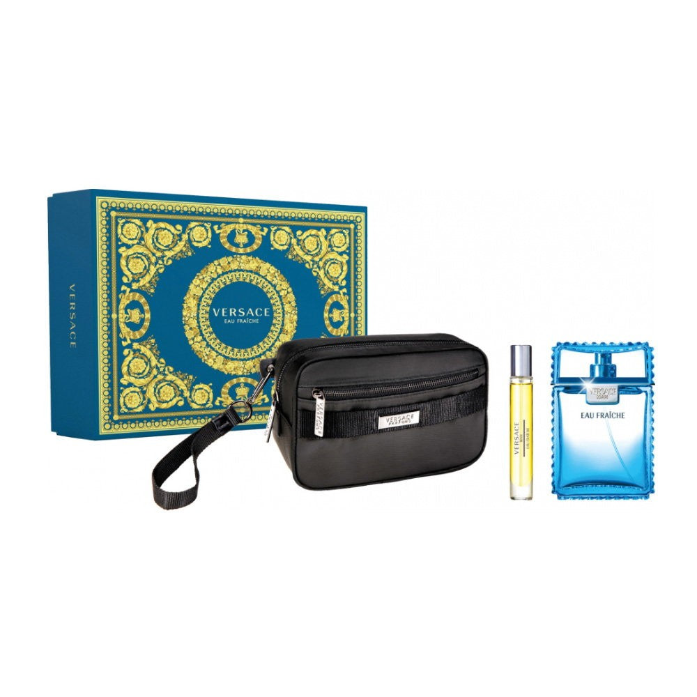 Versace Set Versace: Eau Fraiche Eau de Toilette för män 100 ml + Eau Fraiche Eau de Toilette för män 10 ml + Svart GWP-fodral i tyg 