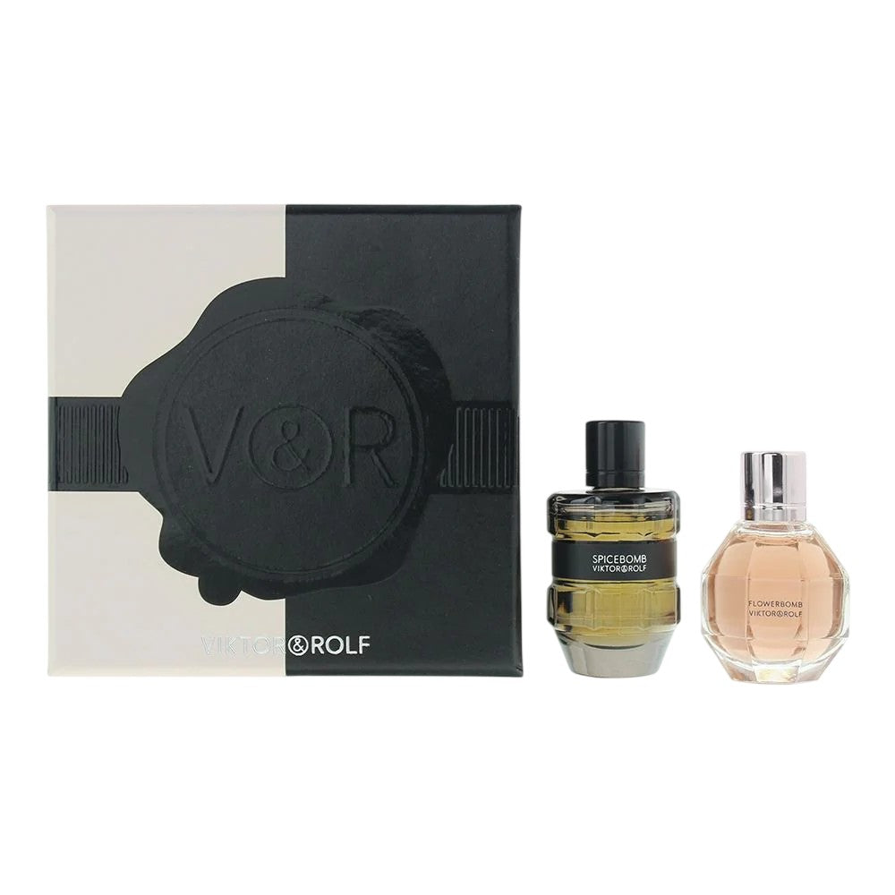Viktor &amp; rolf Set Viktor &amp; Rolf: Flowerbomb Eau De Parfum for kvinner 7 ml + Spicebomb Eau De Toilette for menn 7 ml 