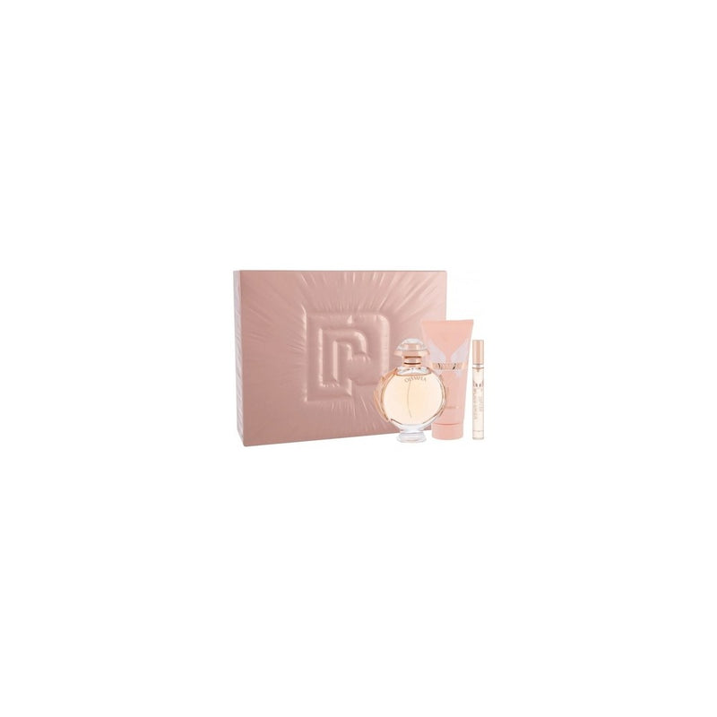 Conjunto de oferta Paco Rabanne Olympea Eau de Parfum 80 ml, loção corporal 100 ml e miniatura 10 ml 