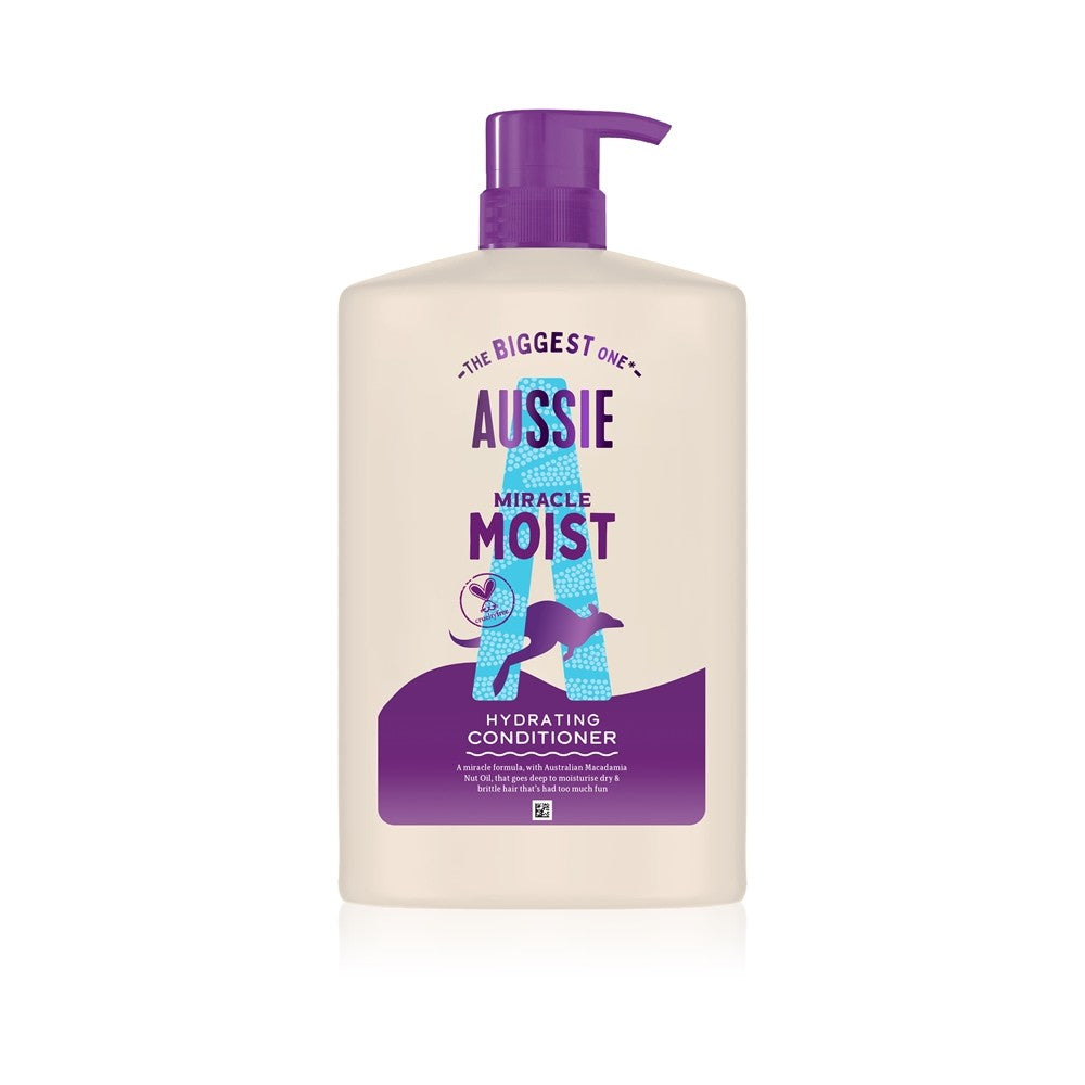 Aussie Miracle Moist fugtgivende hårbalsam til beskadiget og tørt hår 1000 ml 