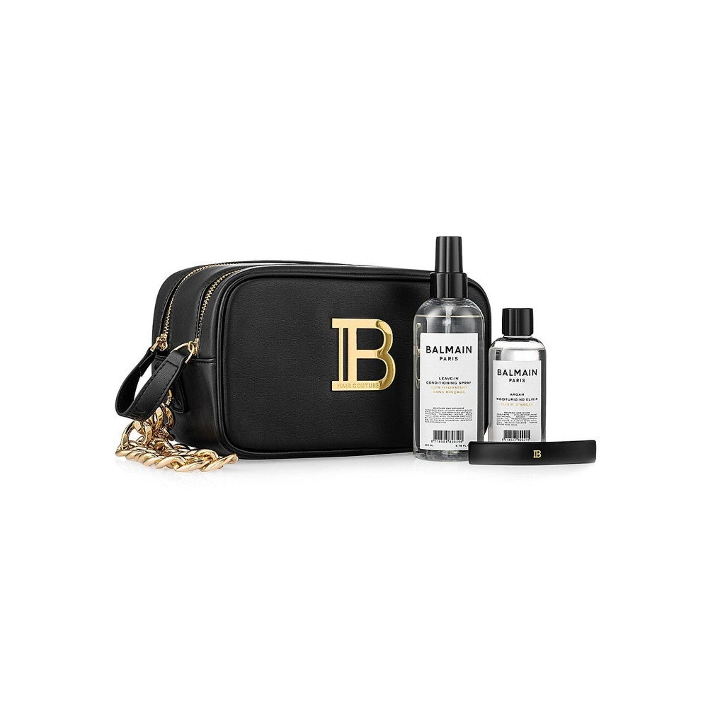 Balmain Hair Couture Toiletry Bag Black Gold 여성용 기프트 패키지 