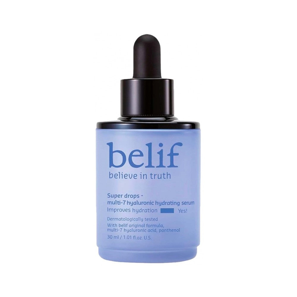 belif Super Drops Multi-7 Hyaluronic Hydrating Serum ravitseva ja syväkosteuttava seerumi, kiinteyttävä vaikutus 30 ml 