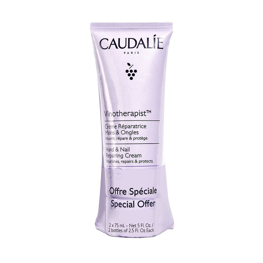 Caudalie Vinotherapist Hand &amp; Nail Cream Duo عبوة اقتصادية لليدين والأظافر 2× 75 ml 