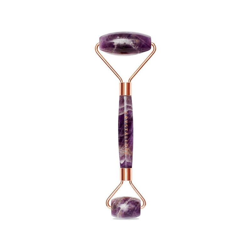 Crystallove Amethyst Roller kasvojen hierontarulla 