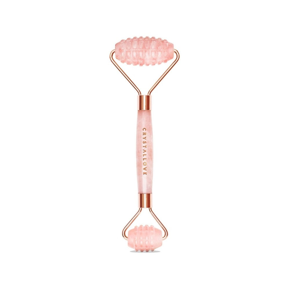 Crystallove Rose Quartz 3D Teeth Roller massagerulle til ansigtet 