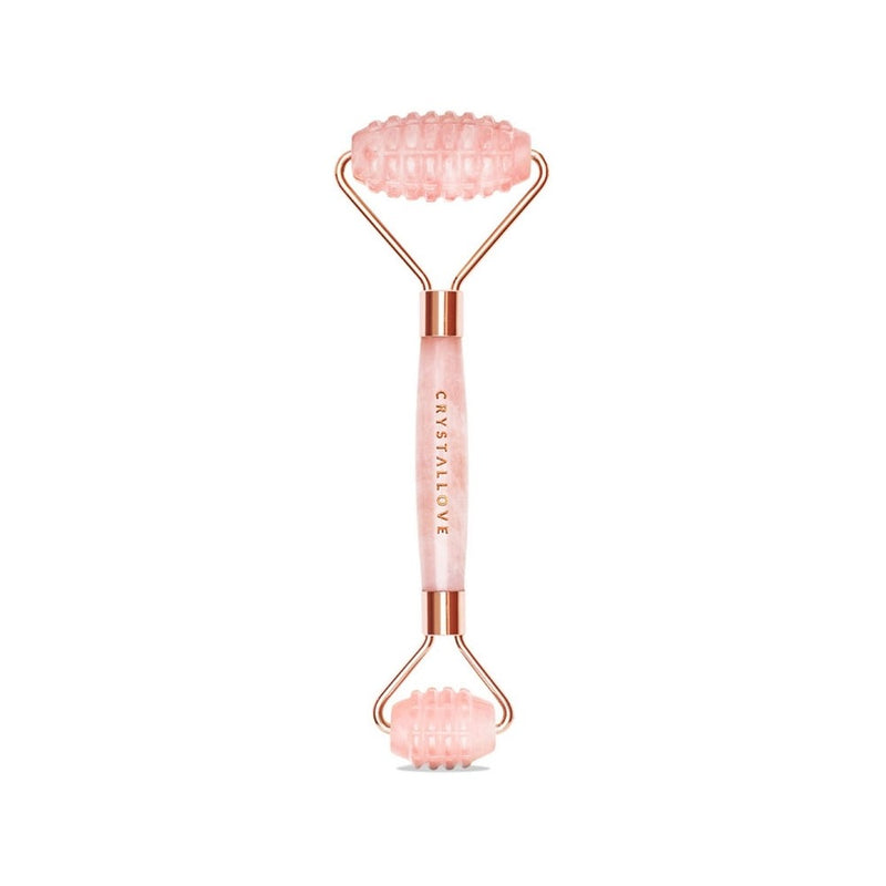 Crystallove Rose Quartz 3D Teeth Roller massagerulle til ansigtet 