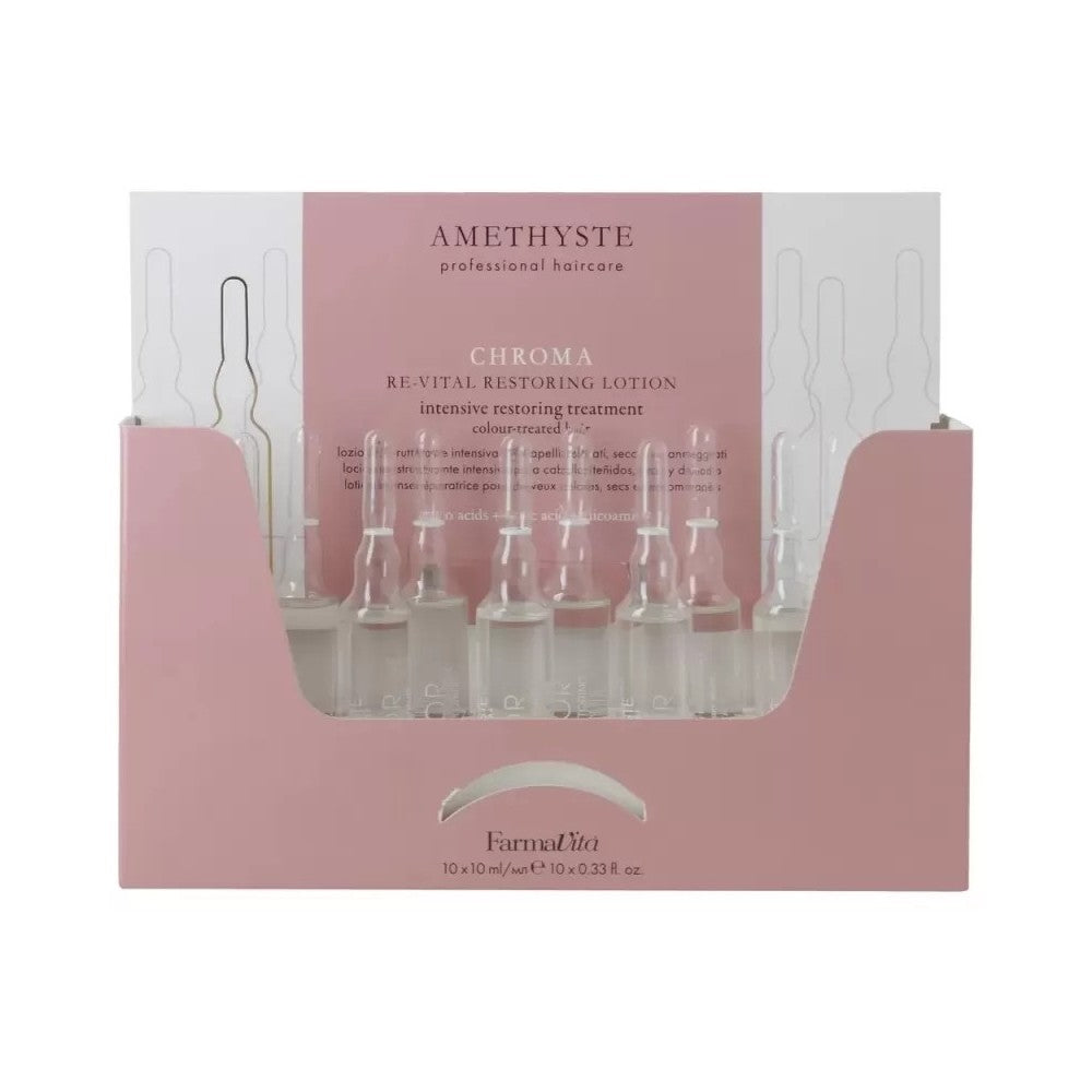 FarmaVita Amethyste Chroma regenererende silkebehandslende behandling til farvet hår 10× 10 ml 