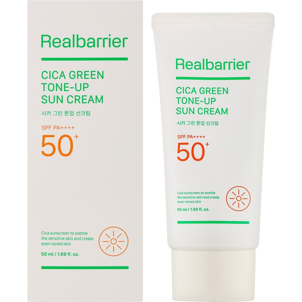 Real Barrier Cica Green Tone-Up SPF 50+ 50 ml — Cremă solară colorată verde pentru față